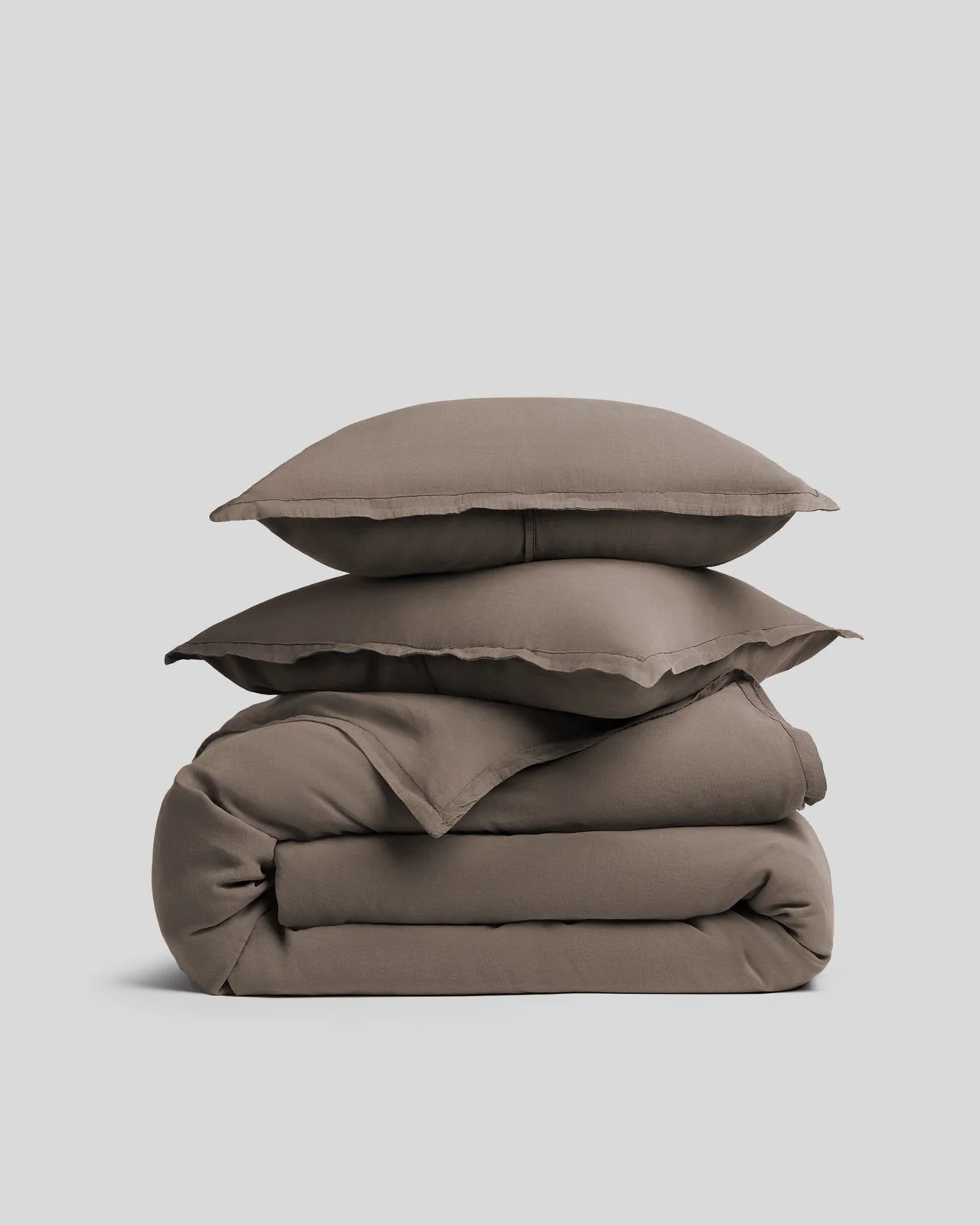 Linen Tencel Duvet Cover Set - Warm Grey F/Q