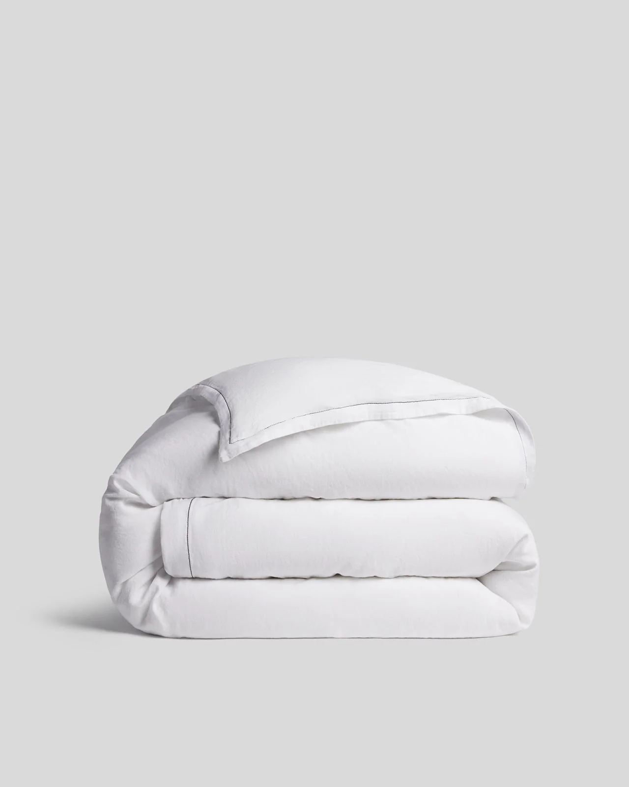 Linen Tencel Duvet Cover - FINAL SALE (White with Black)