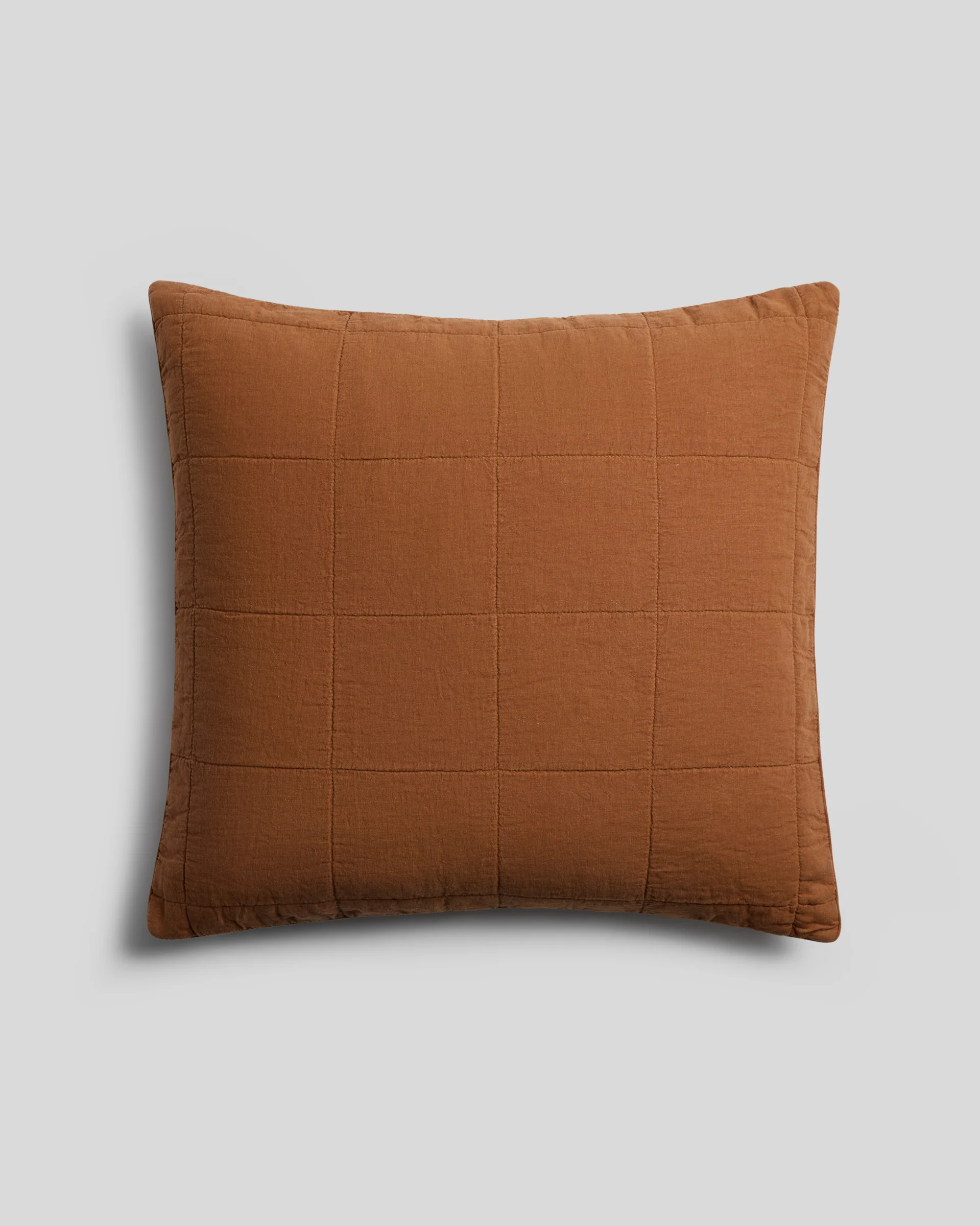 Linen Box Quilted Euro Sham (Tobacco)