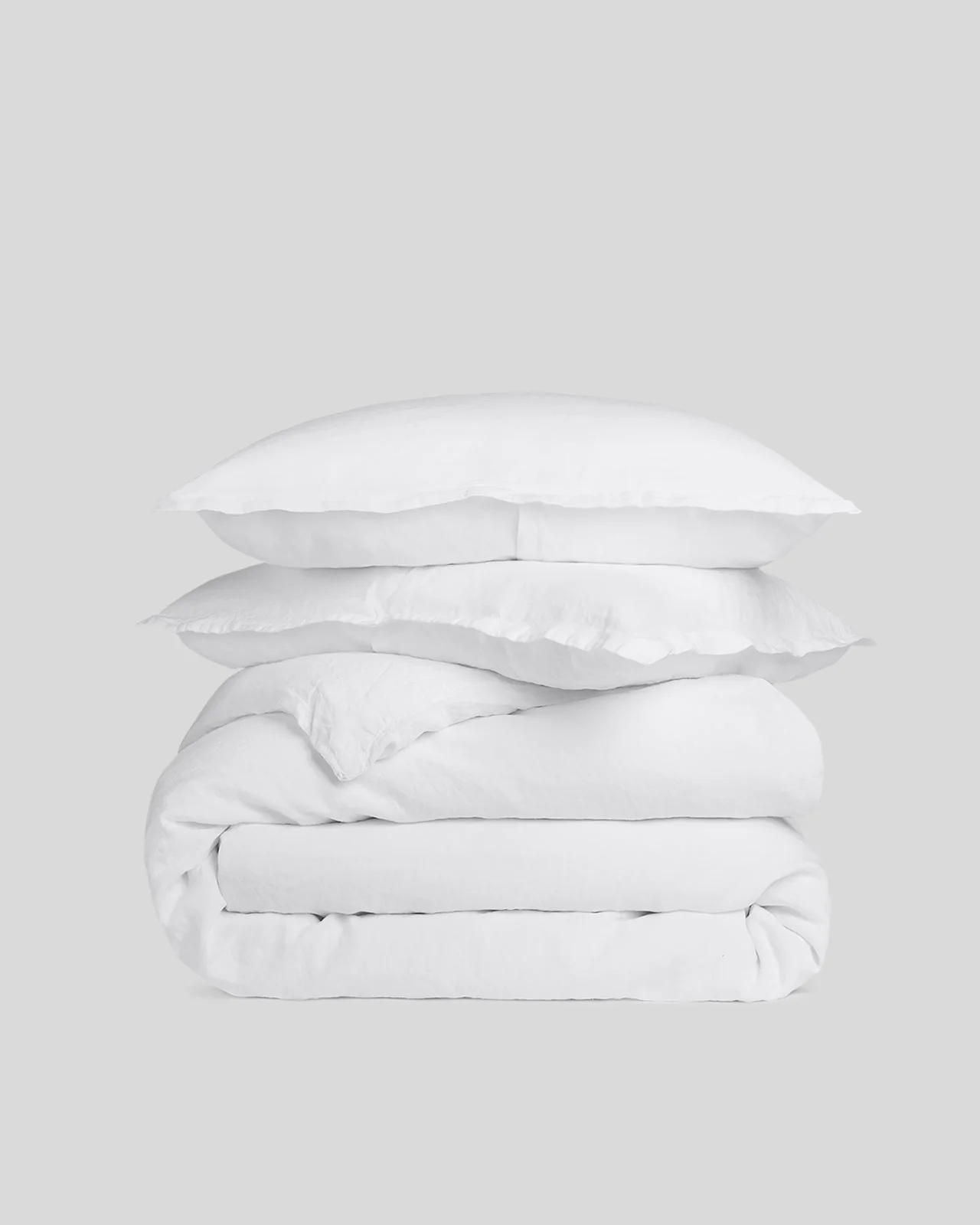 Linen Duvet Cover Set - White F/Q
