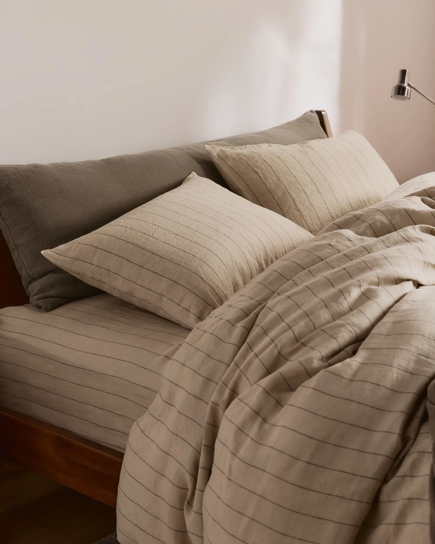 Linen Fitted Sheet (Bone Stripe) - Image 2