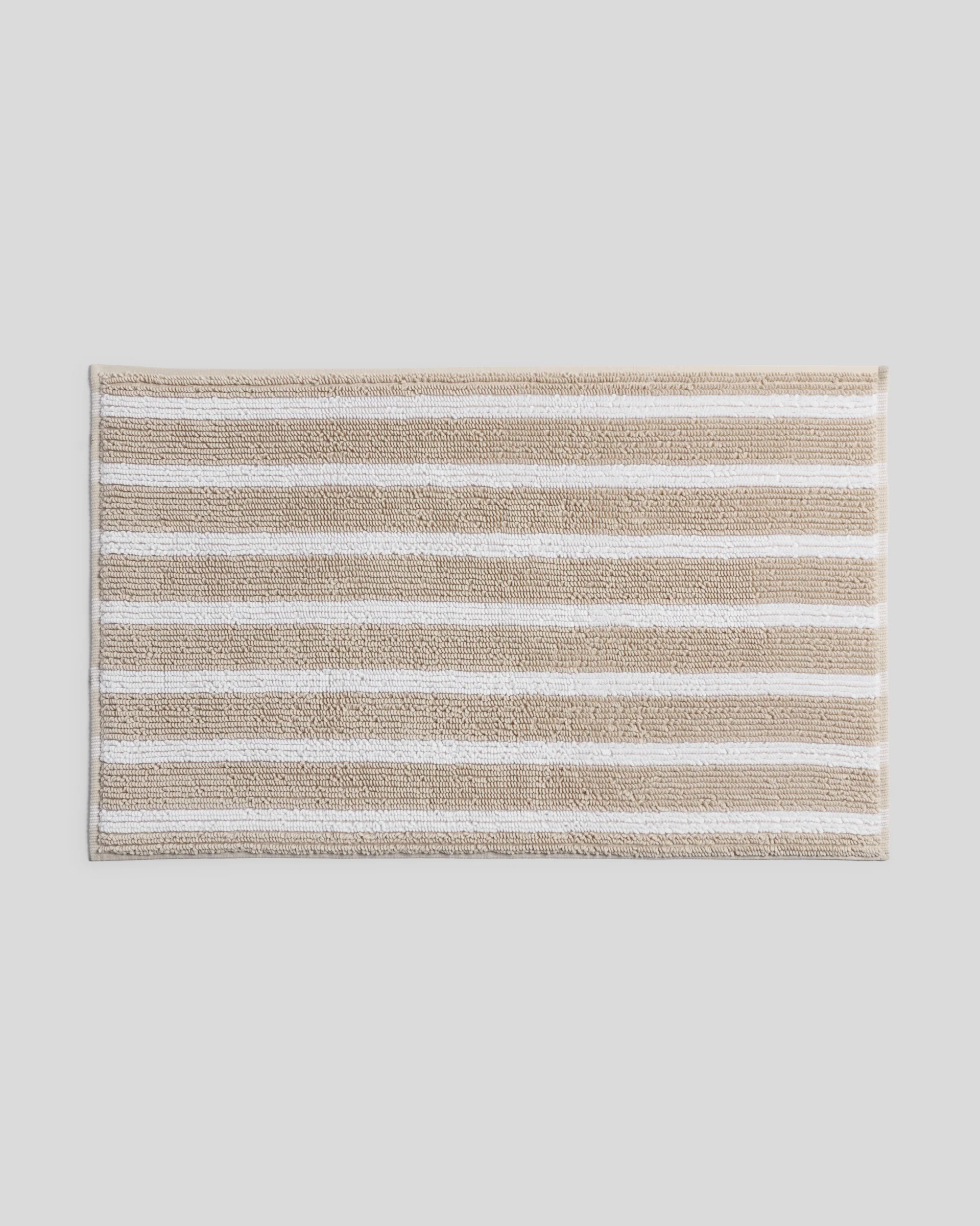 Organic Resort Stripe Tub Mat (Bone with White)