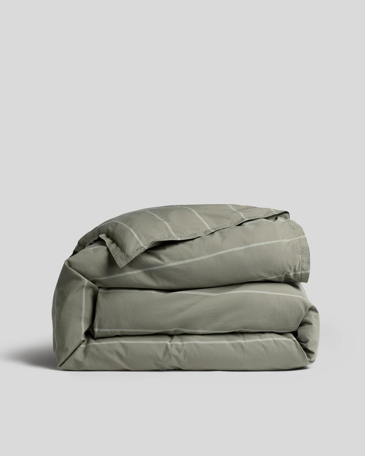 Percale Duvet Cover (Moss Stripe)